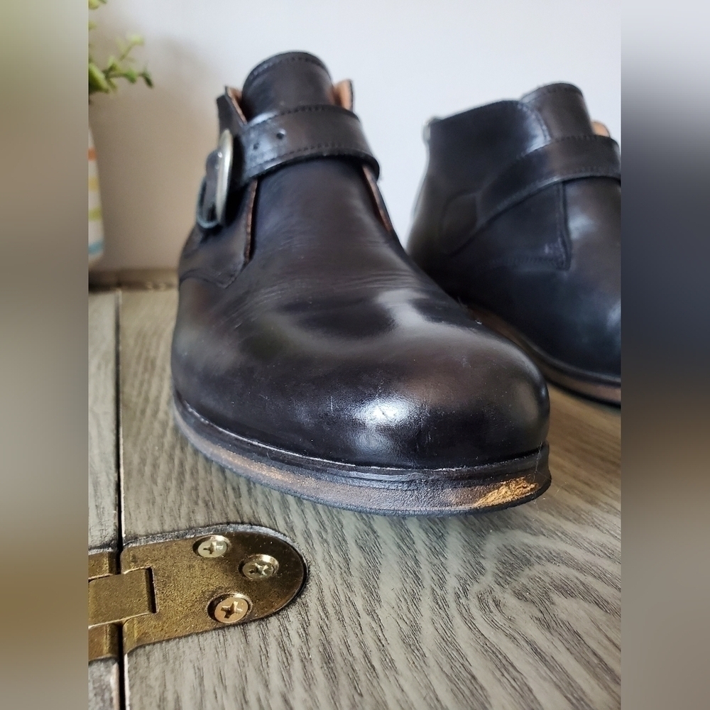 AIGLE short black leather booties. Size US 5.5 - Picture 3 of 12